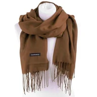 Apaszki i szaliki damskie - Brązowy Szalik damski duży Cashmere frędzle SZA-47 - miniaturka - grafika 1
