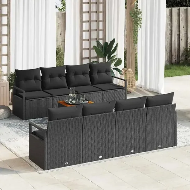 Zestaw mebli ogrodowych modułowych, czarny, 55x55x37 cm, polirattan