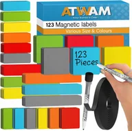 Masy plastyczne - MAGNETYCZNE PASKI KARTECZKI NA LODÓWKĘ TABLICĘ DO ZAPISYWANIA ZESTAW x123 - miniaturka - grafika 1