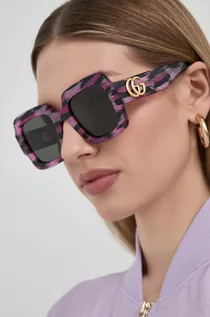 Okulary przeciwsłoneczne - Gucci okulary przeciwsłoneczne damskie kolor fioletowy - grafika 1