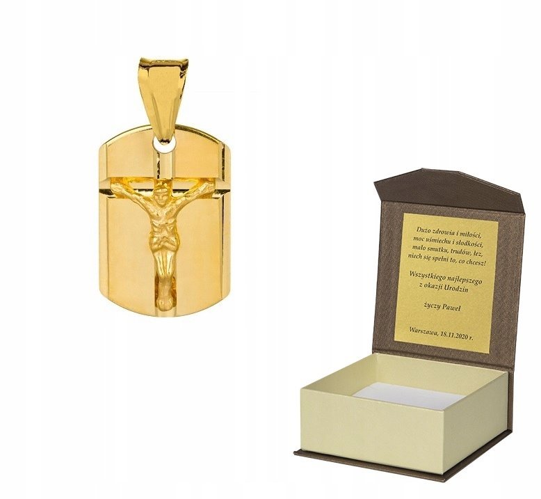 Złoty medalik srebro pozłacane M19