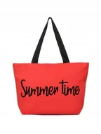 Torebki damskie - Duża Torba Plażowa Torebka Summer Time Lekka Czerwona Lato Plaża - miniaturka - grafika 1