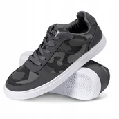 Sneakersy męskie - Buty Sportowe Trampki Męskie Biała Podeszwa Moro Szare Sneakersy - miniaturka - grafika 1