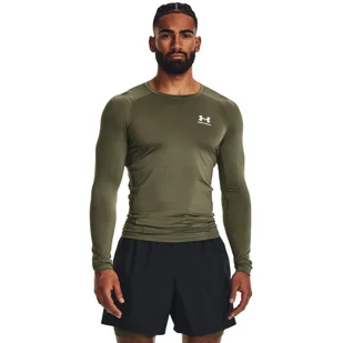 Męski longsleeve treningowy UNDER ARMOUR UA HG Armour Comp LS - khaki - Koszulki sportowe męskie - miniaturka - grafika 1