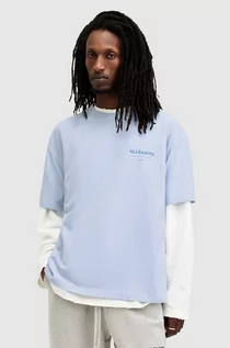 Koszulki męskie - AllSaints t-shirt bawełniany ACCESS SS CREW męski kolor niebieski z nadrukiem M038PA - grafika 1