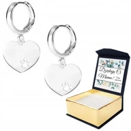 Kolczyki - Kolczyki srebrne Serce Łapka Pies WŁASNY NADRUK - miniaturka - grafika 1