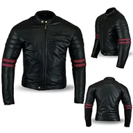 Odzież motocyklowa - Bikers Gear The Rocker motocykl czarna skórzana kawiarnia Racer kurtka CE1621-1 PU pancerz, OxBlood UK 42 EU 52 XL - miniaturka - grafika 1