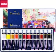 Przybory szkolne - Farby akwarelowe Deli seria Finenolo 12 kolorów 12ml tuba - miniaturka - grafika 1