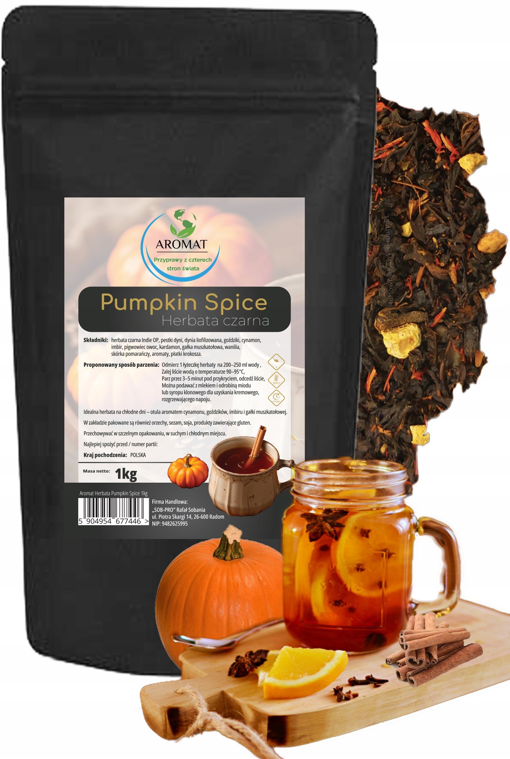 Pumpkin Spice Herbata Czarna 1KGDyniowa mieszanka jesienna|KORZENNY Smak