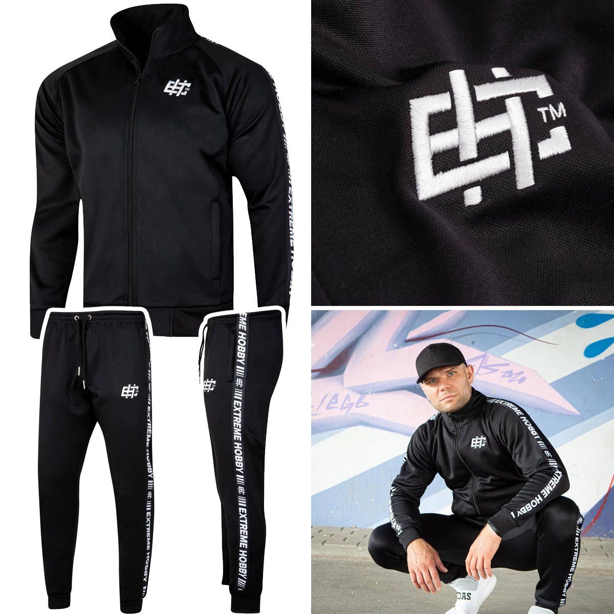 Komplet Dresowy Męski Sporotwy Extreme Hobby Style Czarny R. Xl