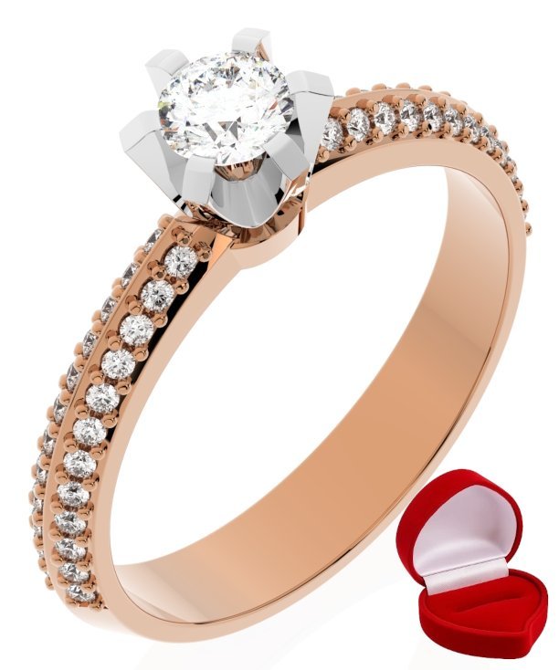 ZŁOTY PIERŚCIONEK ZARĘCZYNOWY 585 14k BRYLANT 0,19 ct RÓŻOWE ZŁOTO R28