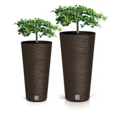 Donice - Zestaw 2X Doniczka Donica Ogrodowa Do Domu Na Taras Furu Slim Eco Wood Wysoka 48 Cm/57,5 Cm - Kawa Eco - miniaturka - grafika 1