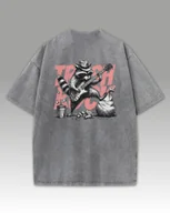 Koszulki i topy damskie - Damska koszulka oversize Trash Rock Szop Pracz sprana Szary M - miniaturka - grafika 1