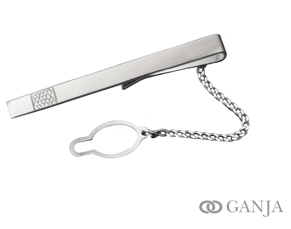 Srebrna spinka do krawata 925+GRAWER SK02 ŚLUB