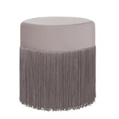 Taborety i hokery - Beliani Puf z frędzlami 36 cm beżowy VIRGINIA - miniaturka - grafika 1