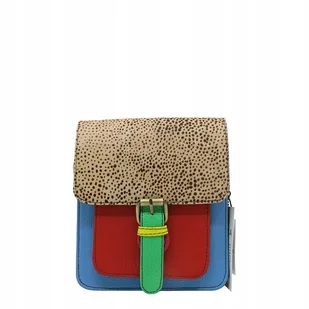 Torebka damska listonoszka kolorowa ze skrawków skórzana eko OLIVKA - Torebki damskie - miniaturka - grafika 1