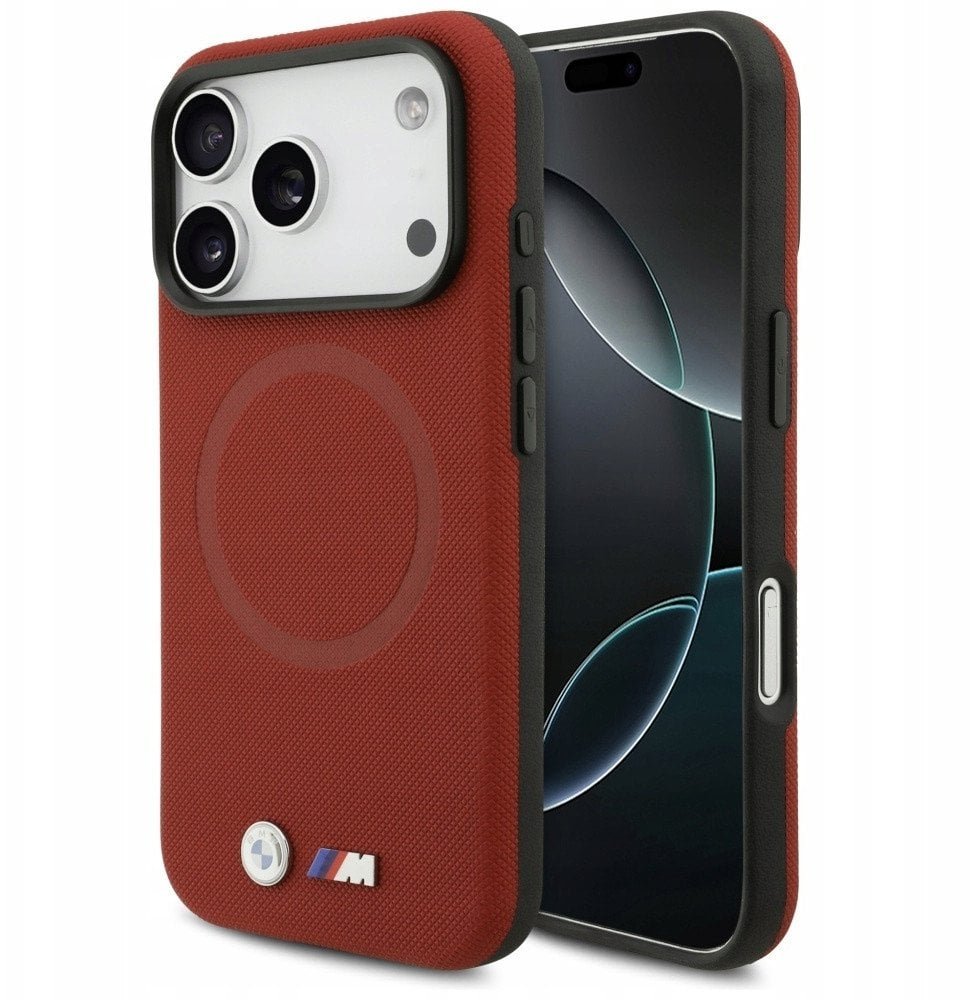 Etui BMW M FW Metal Logo MagSafe do iPhone 17 Pro czerwony