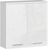 Szafki łazienkowe - Szafka łazienkowa wolnostojąca: dwoje drzwi, dwie półki, kolor: biały biały połysk, wymiary mebla: szer: 60 cm, wys: 60 cm, gł: 22,5 cm. - miniaturka - grafika 1
