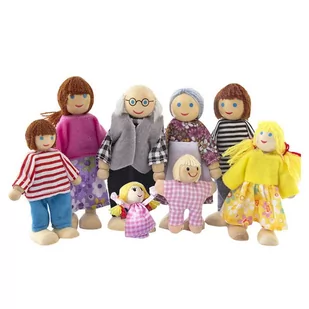 Laleczki drewniane - rodzina 7 osób - Lalki dla dziewczynek - miniaturka - grafika 1