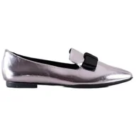 Mokasyny damskie - Sergio Leone Klasyczne lordsy z kokardą srebrny - miniaturka - grafika 1