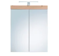 Szafki łazienkowe - AmandaMando szafka łazienkowa z lustrem 2 drzwi z oświetleniemReplika jasny dąb, szkło lustrzane. - miniaturka - grafika 1