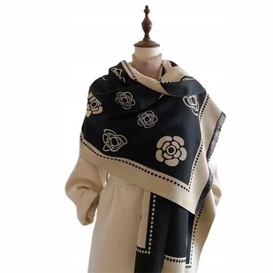 elegancki damski SZAL na zimę ciepły SZALIK szykowny 185x66 beżowo-czarny - Apaszki i szaliki damskie elegancki damski SZAL na zimę ciepły SZALIK szykowny 185x66 beżowo-czarny - Apaszki i szaliki damskie - miniaturka - grafika 1
