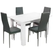 Stoły z krzesłami - Zestaw Stół Modern 120 Biały I 4 Szare Krzesła Nicea - miniaturka - grafika 1