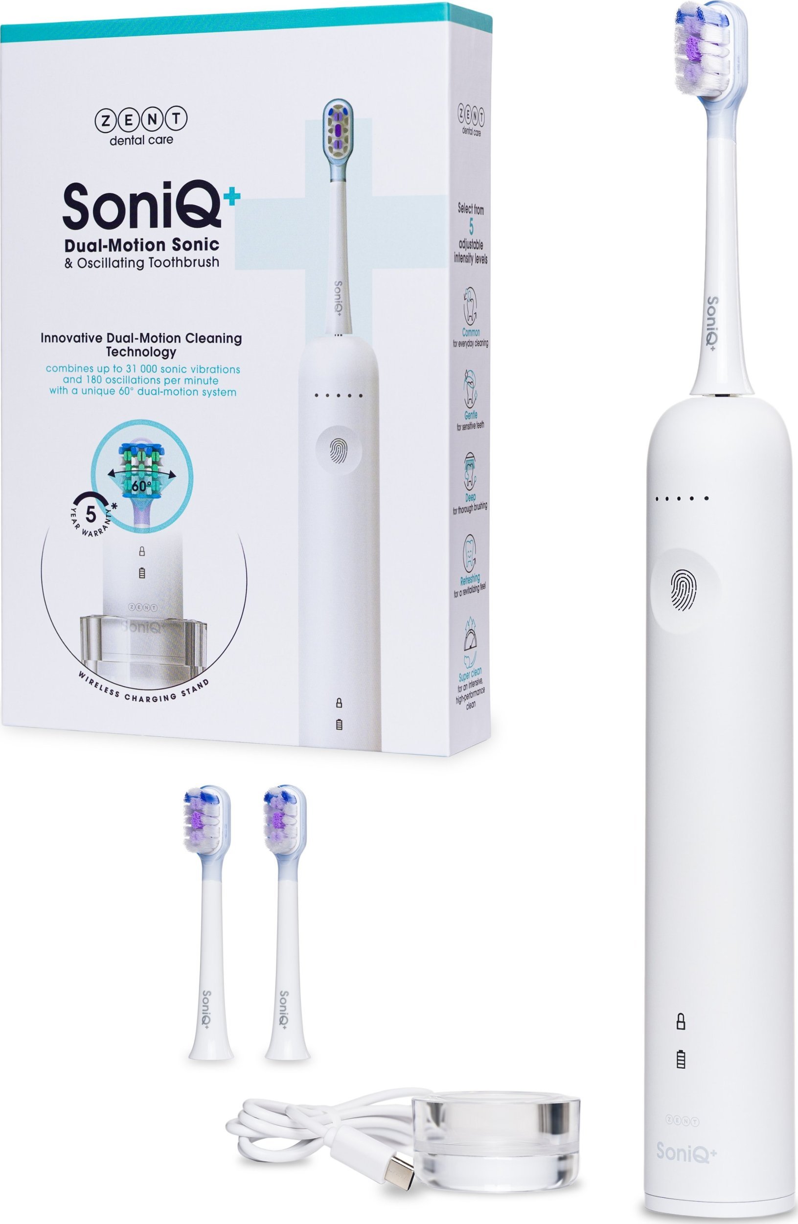 Szczoteczka soniczna SoniQ+ 60 Dual Motion innnowacyjna do zębów ZENT PRO