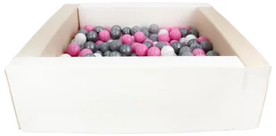 Kwadratowy suchy basen z ekoskóry z 200 piłeczkami (biały, cappuccino/) - Suche baseny - miniaturka - grafika 1