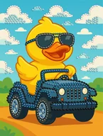 Zabawki kreatywne - Mozaika diamentowa 15×20 cm częściowe wypełnienie – Kaczka w kosmosie. Zestaw kreatywny Ideyka Kaczka za kierownicąназва - miniaturka - grafika 1