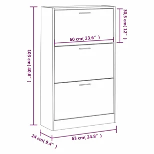 Lumarko Szafka na buty, biały, 63x24x103 cm, materiał drewnopochodny - Szafki na buty - miniaturka - grafika 9