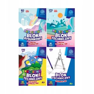 Zestaw 4 x blok techniczny + rysunkowy A3 Astra - Podobrazia, bloki, papiery - miniaturka - grafika 1
