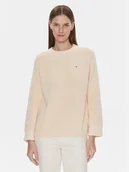 Swetry damskie - Tommy Hilfiger Sweter WW0WW40751 Beżowy Regular Fit - miniaturka - grafika 1