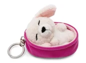 Plecaki - Breloczek Śpiące Zwierzątka Piesek biały Pudel 8 cm w malwowym koszyczku - Pluszowy towarzysz ze zrównoważonej produkcji przytulanka zwierzęca z kółkiem na klucze do smyczy, torby albo plecaka - miniaturka - grafika 1