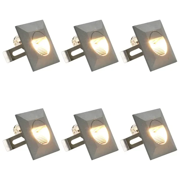Zestaw 6 kinkietów LED zewn. srebrny 72x72x45mm IP44
