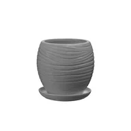 Donice - Doniczka ceramiczna z podstawką naomi 22 x 19 cm szary mat symbol 1012 - miniaturka - grafika 1