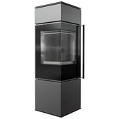 Piece wolnostojące - Piec stalowy koza REN S lewy, Ø 150 7 kW z czarnym termotec - miniaturka - grafika 1