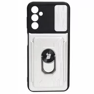 Etui i futerały do telefonów - Bizon Etui Case Camshield Card Slot Ring do Samsung Galaxy A14 5G, białe - miniaturka - grafika 1