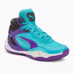 Buty do koszykówki męskie PUMA Playmaker Pro Mid purple glimmer/bright aqua/strong gray/white - Buty sportowe męskie - miniaturka - grafika 1