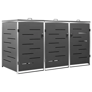 vidaXL Osłona na 3 kosze na śmieci 207x77,5x115 cm stal nierdzewna 149560 - Kosze na śmieci - miniaturka - grafika 1