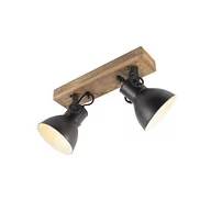 Lampy sufitowe - QAZQA Przemysłowy spot czarny drewno 2-źródła światła - Mangoes - miniaturka - grafika 1