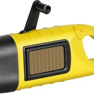 Latarki - Latarka ręczna z korbką słoneczną, latarka ratunkowa, latarka LED (żółta) - miniaturka - grafika 1