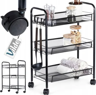 Vilde Półka Regał na Kółkach 3-Poziomowa Metalowa Czarna VILDE 44 x 26 x 63 cm - Regały - miniaturka - grafika 1