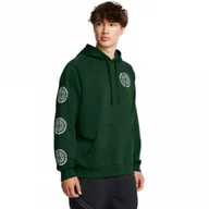 Bluzy sportowe męskie - Męska bluza dresowa nierozpinana z kapturem Under Armour UA Rival Fleece Hbr Logo Hd - zielona - UNDER ARMOUR - miniaturka - grafika 1