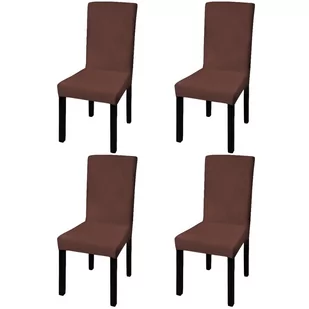 vidaXL Elastyczne pokrowce na krzesła w prostym stylu brąz 4 szt. - Pokrowce na meble - miniaturka - grafika 1