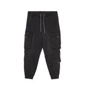 Spodnie męskie - Cropp - Czarne jeansowe joggery z kieszeniami cargo - Czarny - miniaturka - grafika 1