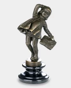 Dziecko z Teczką Rzeźba z Brązu - Figurki dekoracyjne - miniaturka - grafika 1