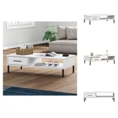 Ławy i stoliki kawowe - vidaXL Stolik kawowy OSLO z metalowymi nogami biały sosna lita - Stoliki kawowe - miniaturka - grafika 1