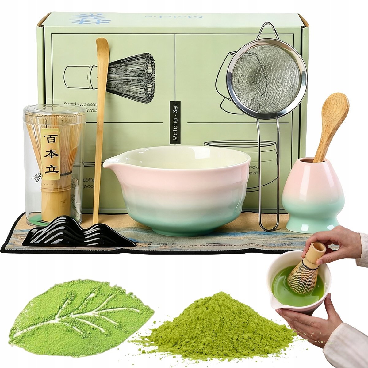 8w1 Kompletny Zestaw Do Herbaty Matcha Ceramiczny