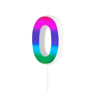 Świeczka na tort urodzinowy kolorowa cyfra 0 - Balony i akcesoria - miniaturka - grafika 1
